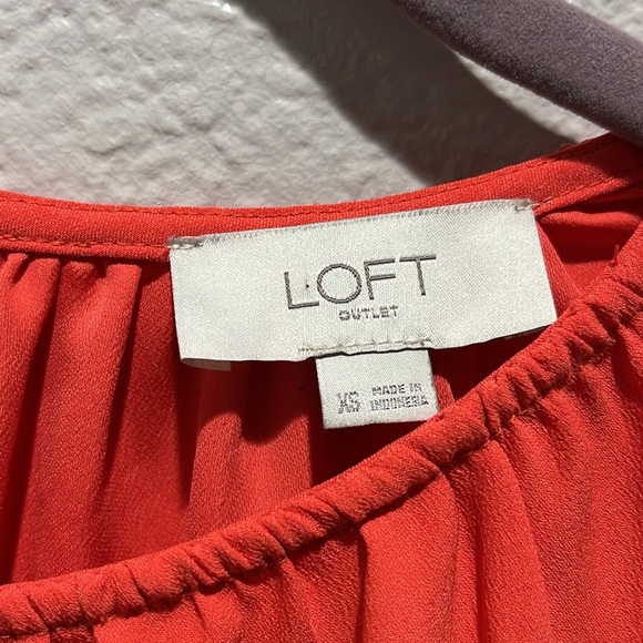 LOFT Women’s Orange Tiered Swing Dress Crew Neck Sleeveless Size XS Cruise Wear - Picture 3 of 9